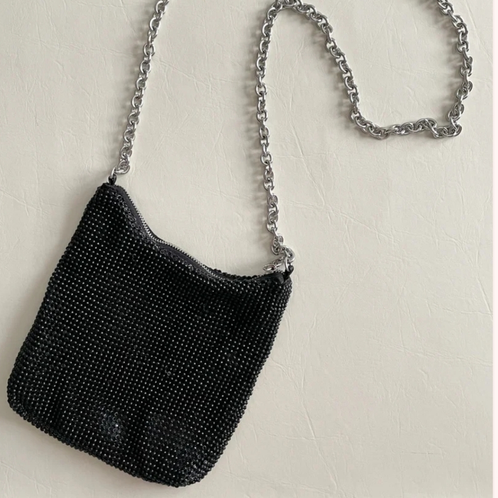 Zara Jewel Black Chain Shoulder Bag